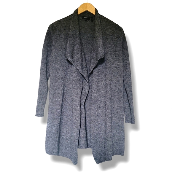 Theory 100% Wool Open Front Collared Lightweight Cardigan Sweater Small Gray - Picture 1 of 9